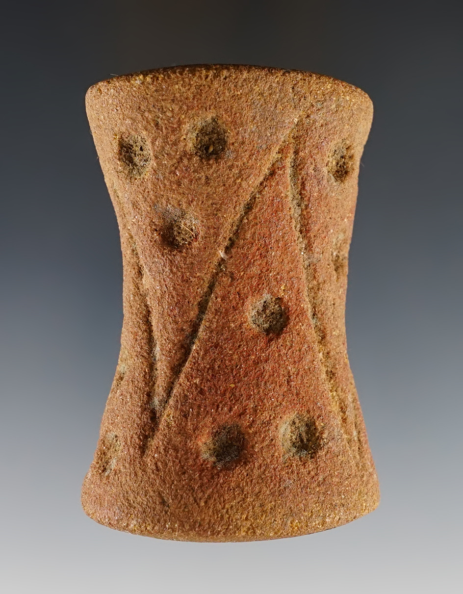 Beautifully carved 2 3/4" Spool - Ross Co., Ohio . Ex. Dr. Gordon Meuser, Robert Converse.