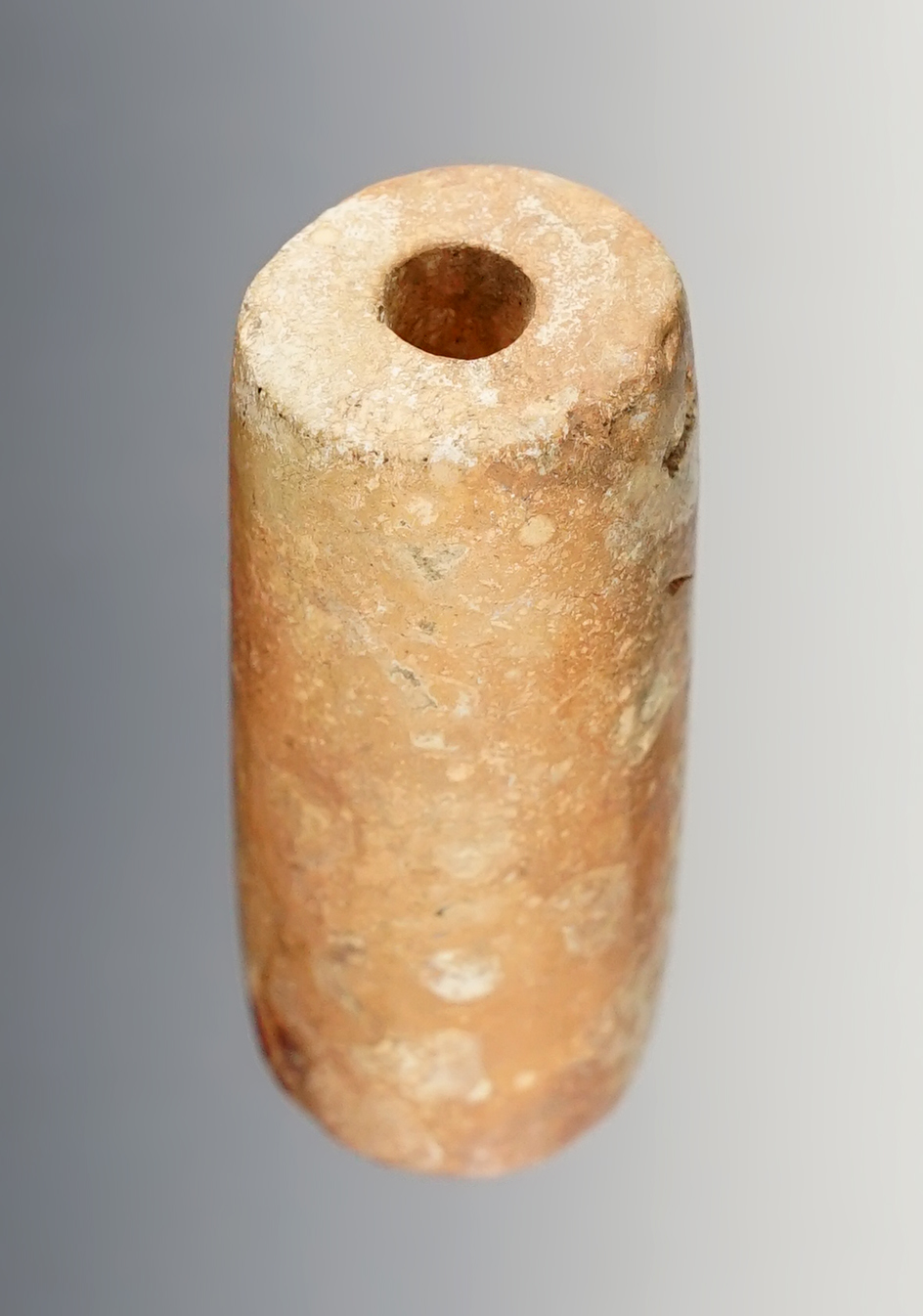 Large 2 9/16" Tubular Drilled Stone Bead recovered in Colusa Co., California.