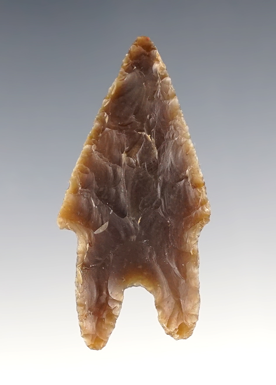 2 1/4" Texas Pedernales in good condition. Made from translucent Flint.