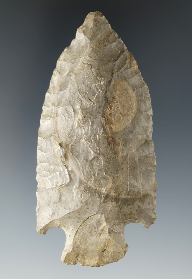 3 7/16" Stemmed Knife made from Bayport Chert, found in Hillsdale Co., Michigan.