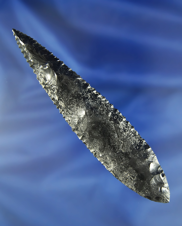 Exceptional flaking and edge serrations on this beautiful 5 1/16" Excelsior - California Stermer COA