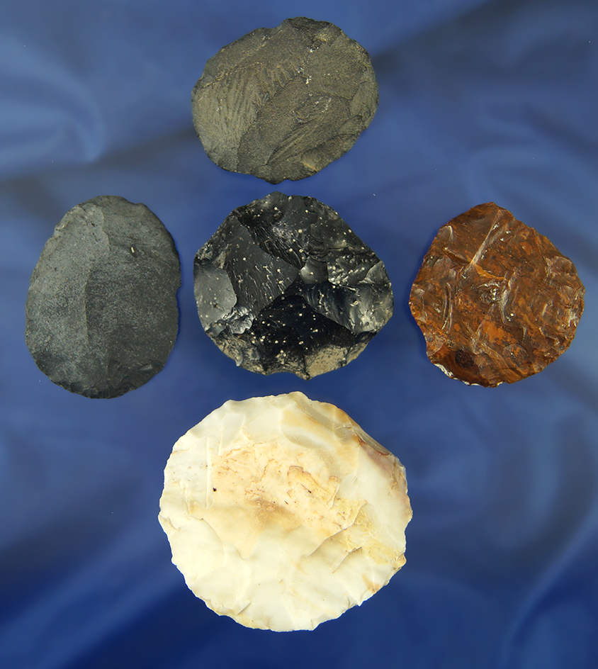 Set of five flaked Discs found in Nevada. Largest is 2 1/2" diameter.