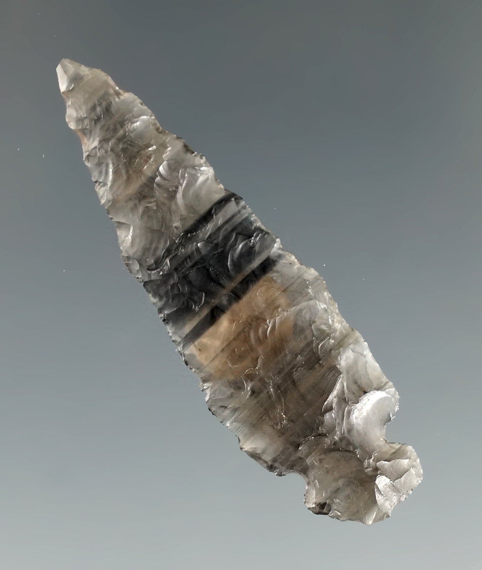 Pictured! 1 11/16" obsidian Rose Springs Cornernotch made from obsidian. Colorado River, Nevada.