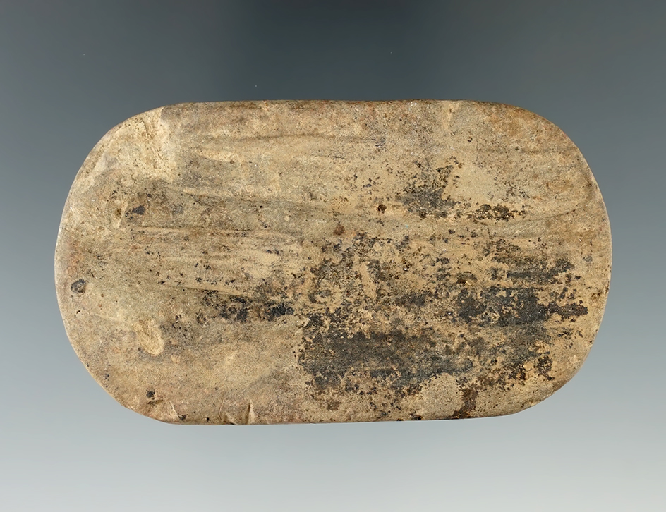 3 1/16" Awl sharpening stone that is grooved from use. Cash Bend site, Searcy Co., Arkansas