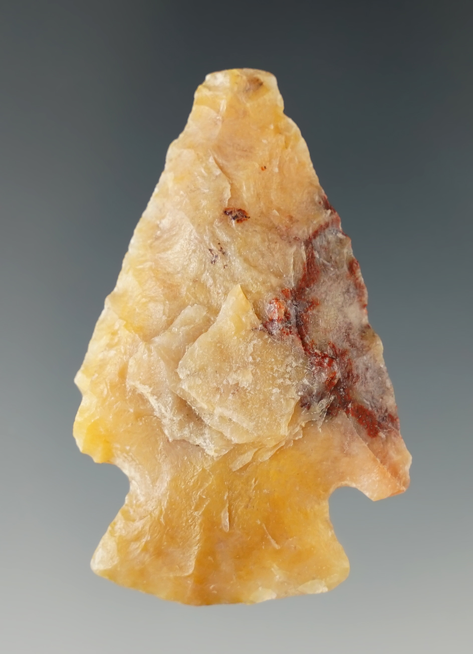 2 1/4" Grand point made from attractive material found in Eastern South Dakota.