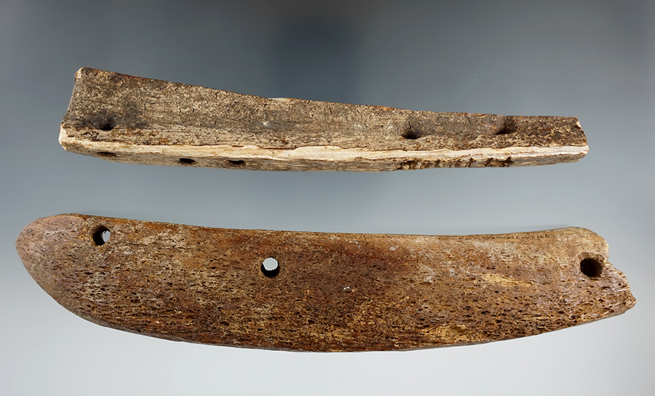 Pair of Inuit bone sled runners found in Alaska, largest is 7 7/8".