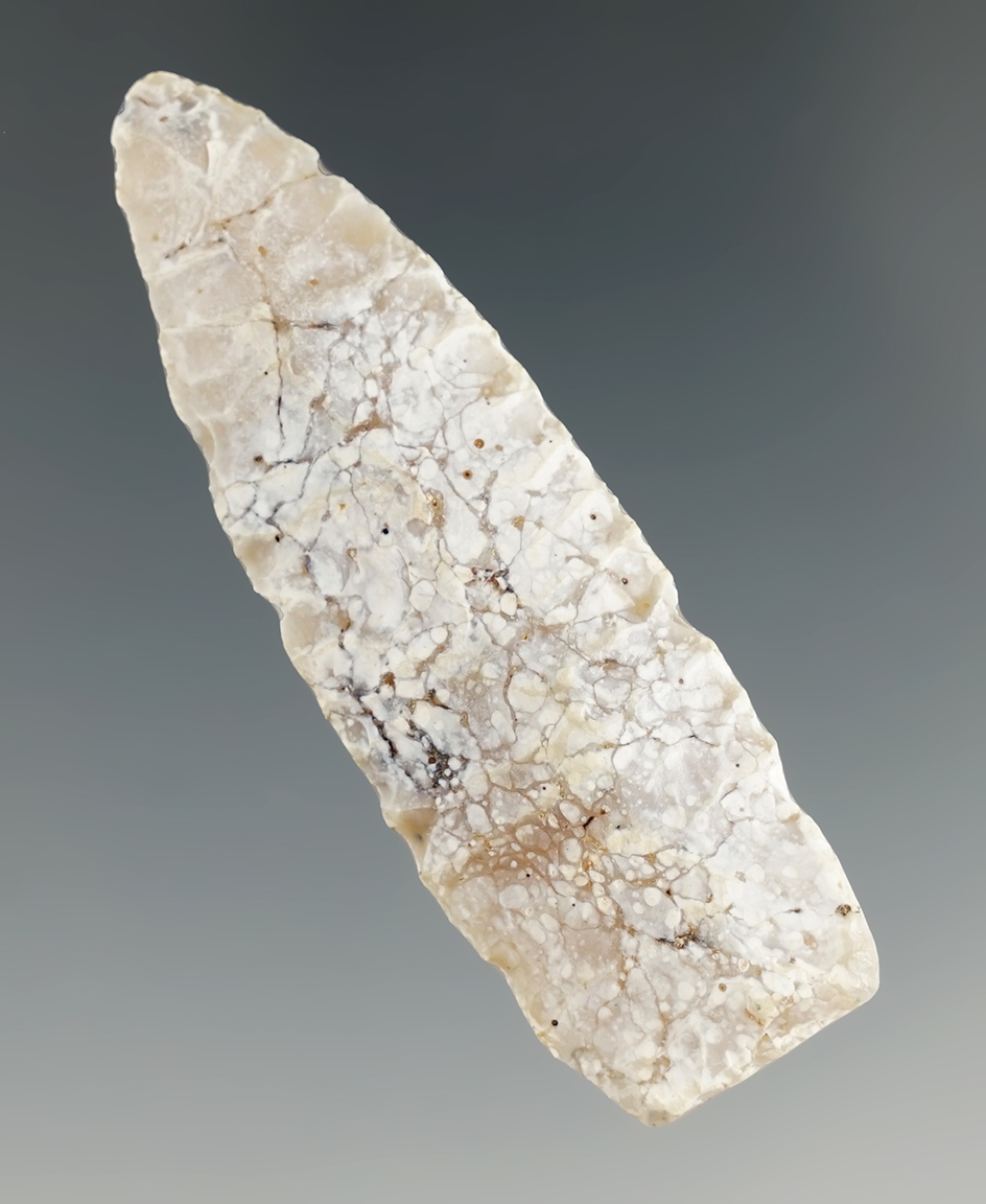 Beautifully patinated and well flaked 2 5/16" Agate Basin found in Kingsbury Co., South Dakota.