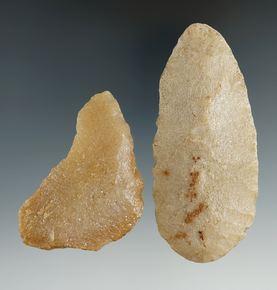 Pair of Hixton quartzite Knives found by Harlan Olson in Brookings Co., South Dakota.