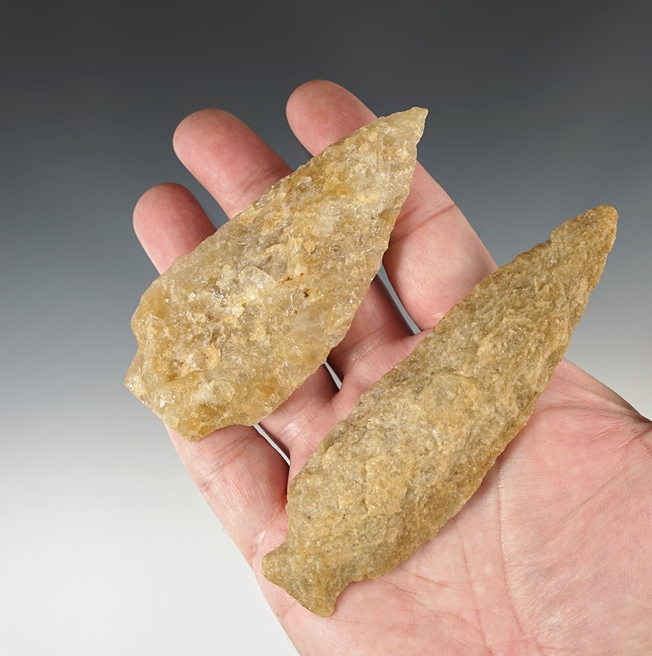 Pair of large Quartz Points found in the Cecil Co., Maryland area. The largest is 4 5/8".