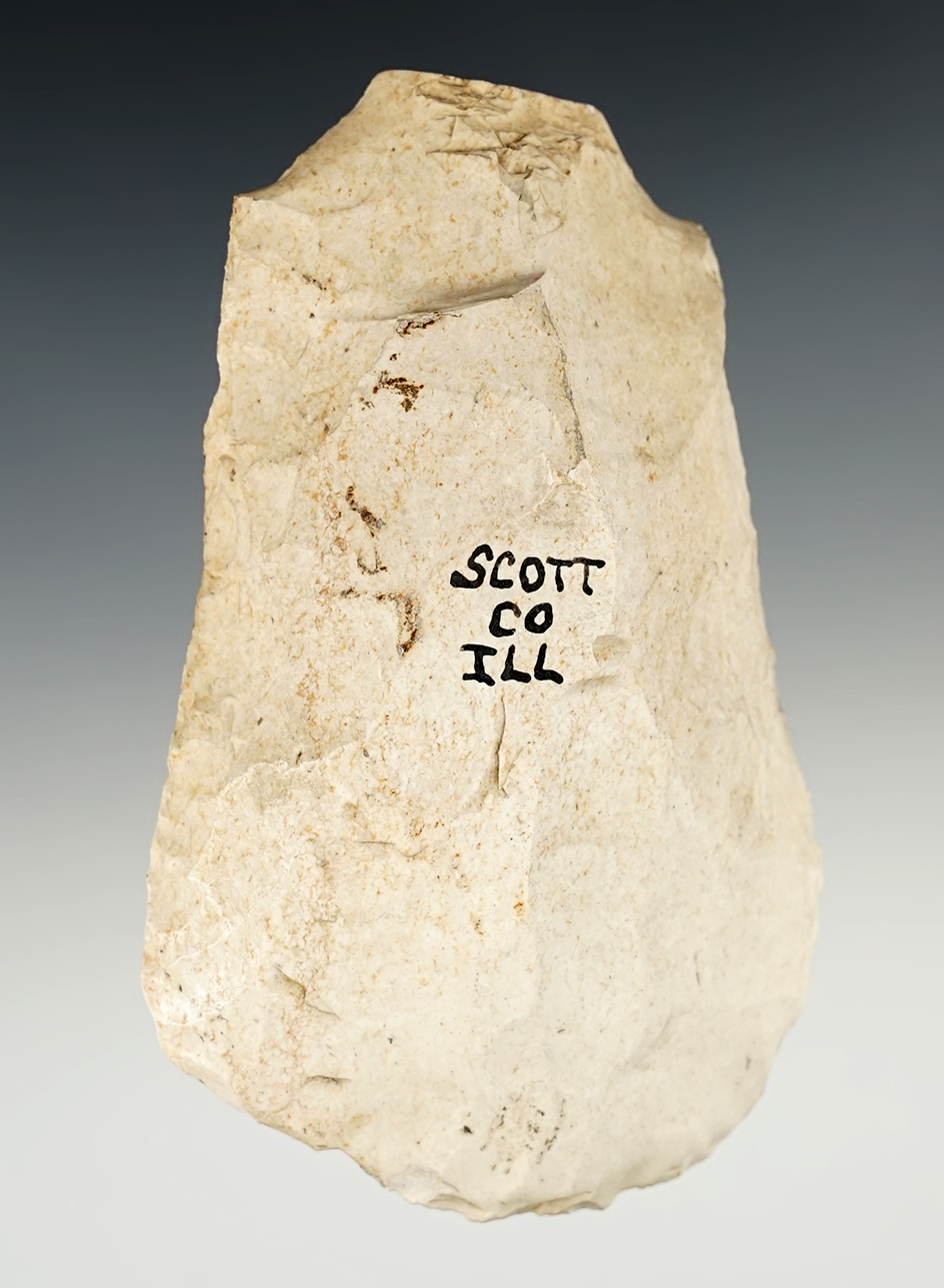 4 3/4" Flint Adze made from Burlington Chert. Found in Scott Co., Illinois.