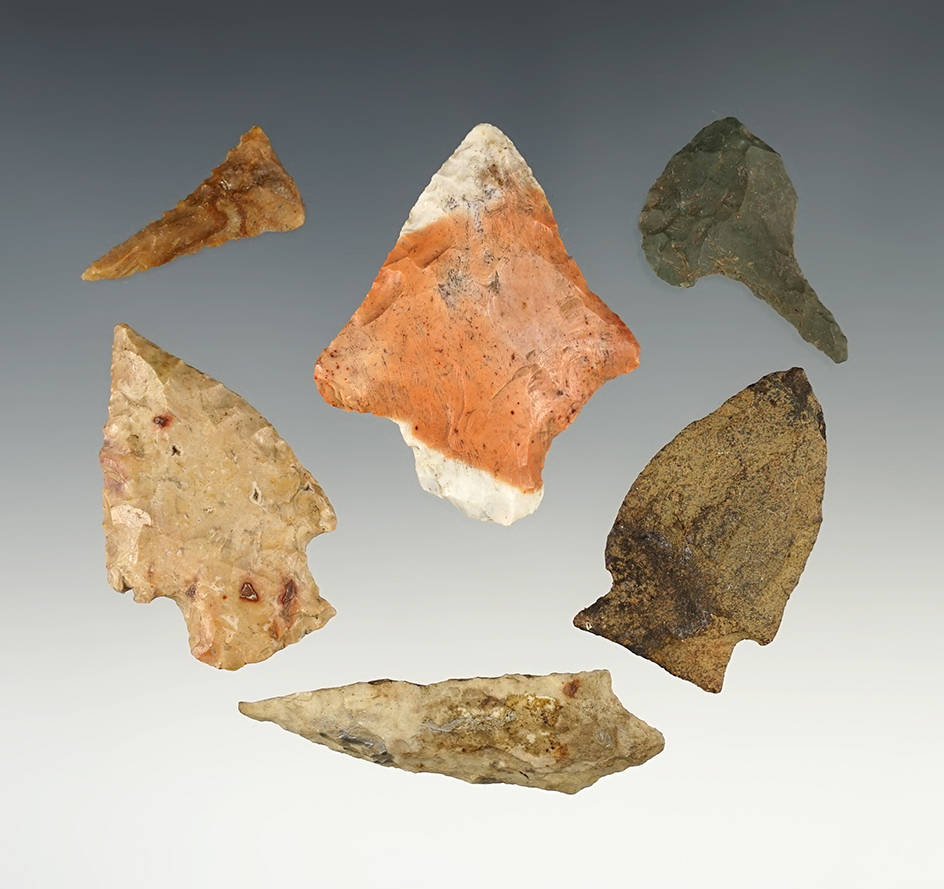 Set of 6 points found in Virginia and Florida. The largest is 2". Includes original collectors cards