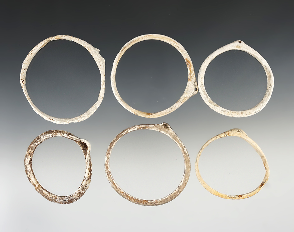 Set of 6 Cut Shell Ornaments found in New Mexico, largest is 2 3/4".