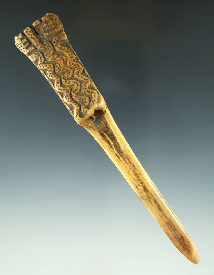 6 1/4" Imperial Inca Dagger with multiple snakes in the handle, found in Cuzco Peru.