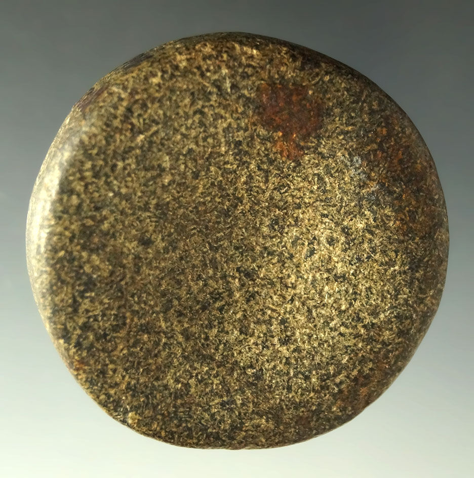 2" Hardstone Discoidal cupped on both sides.  Found in Morgan County IL. Davis G-9 COA.