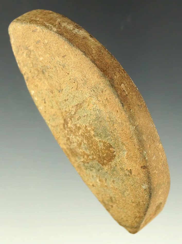 3" hemispheric style highly developed Boatstone which is undrilled found in Pennsylvania.