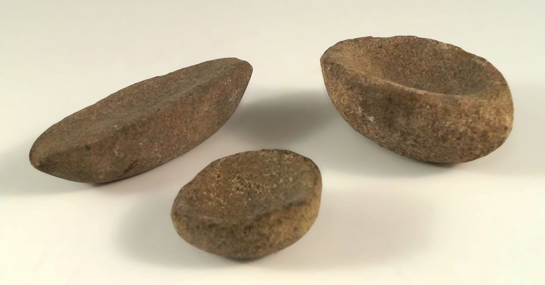 Set of three undrilled Boatstones/Atlatl weights that is nicely scooped on the bottom.