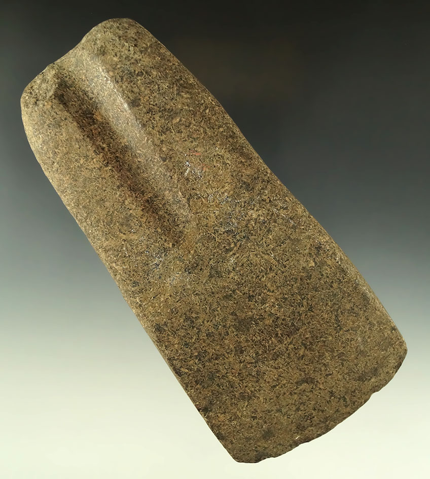 6" Hardstone granite Adze with a very unique wedge groove at the poll end .