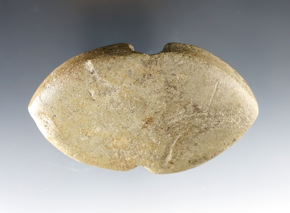 Well made 3 3/8" Bannerstone found in Tishomingo, Mississippi that is well patinated.