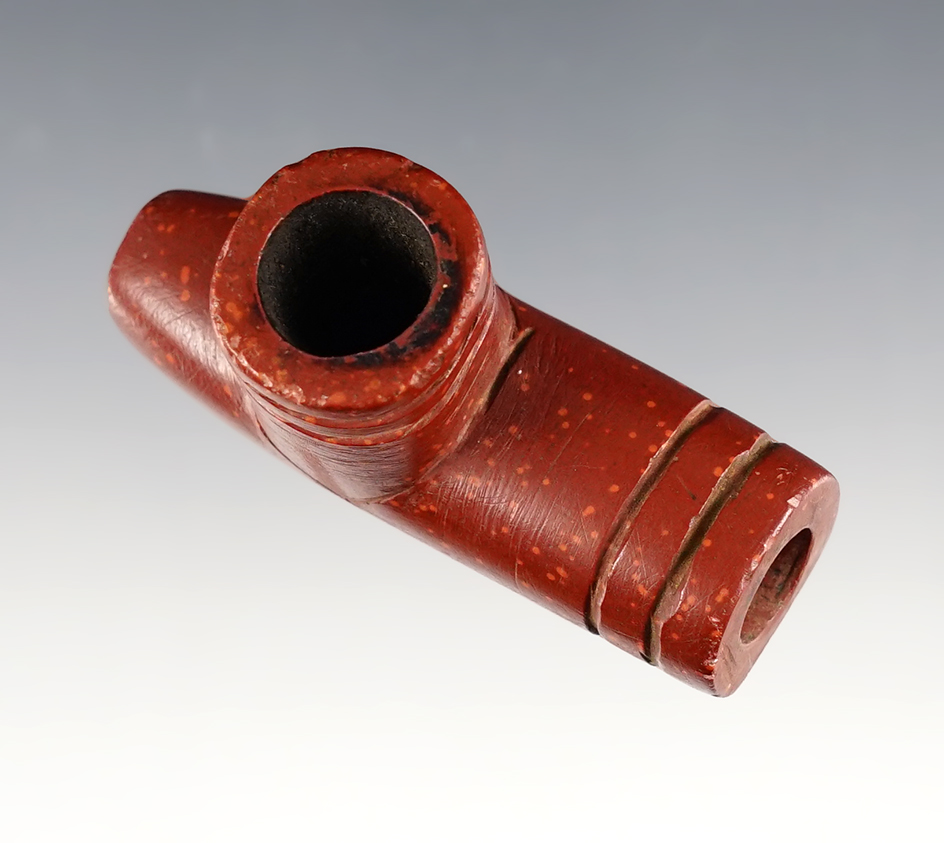 2 3/8" Plains area Pipe made from deeply patinated Catlinite, Circa late 1800's. 