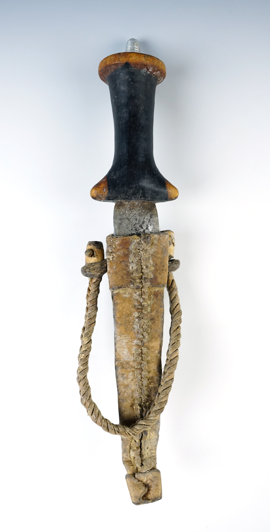 Early to mid 19th Century Sahara Desert Tribal Knife and Sheath. Knife is 9 1/4"overall length. 