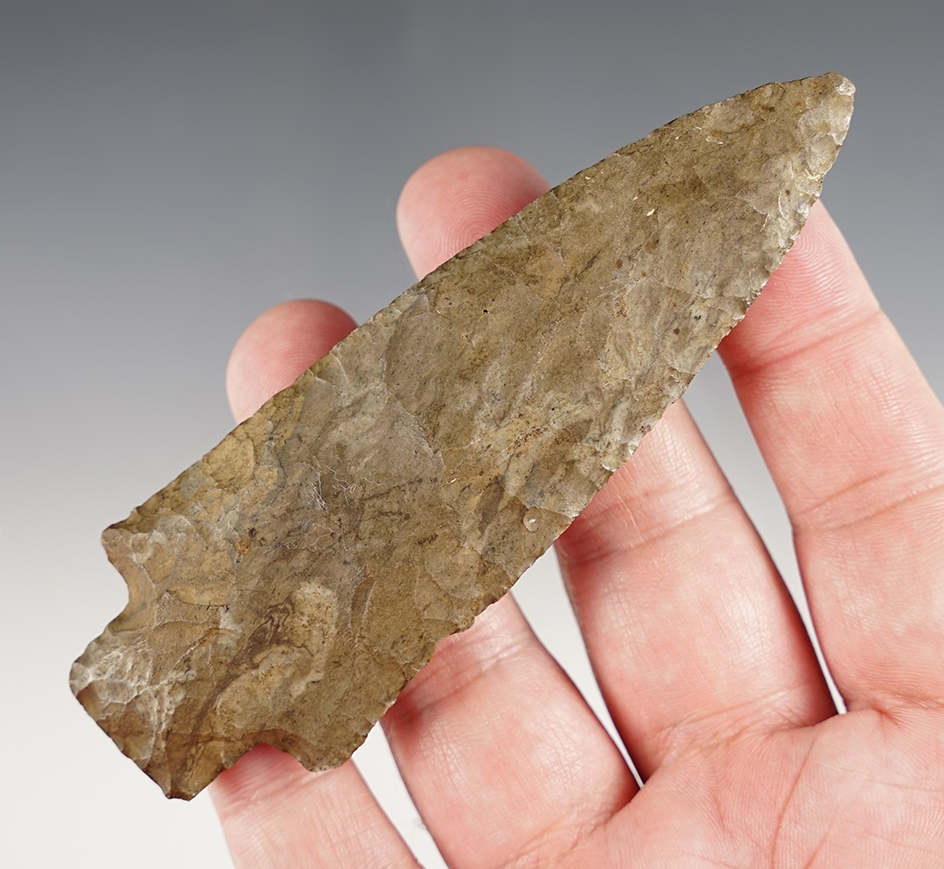 4 7/16" Woodland Stemmed Knife made from Fort Payne/Dover Chert found in Tennessee.