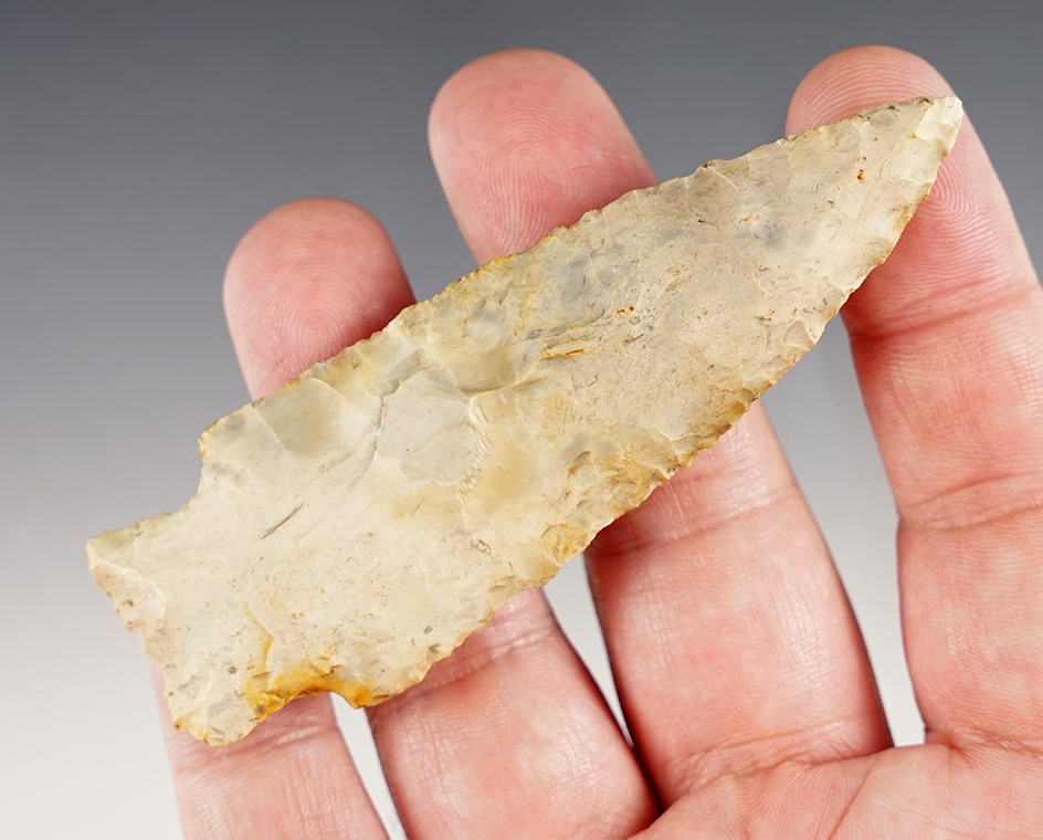 4 3/4" Stemmed Knife that is highly patinated found in the Illinois area.