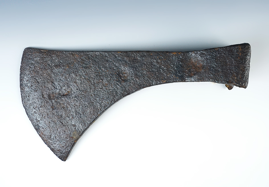 Very large 11 1/4" long by 6" wide hand forged French made Iron Trade Axe Head - 18th century.