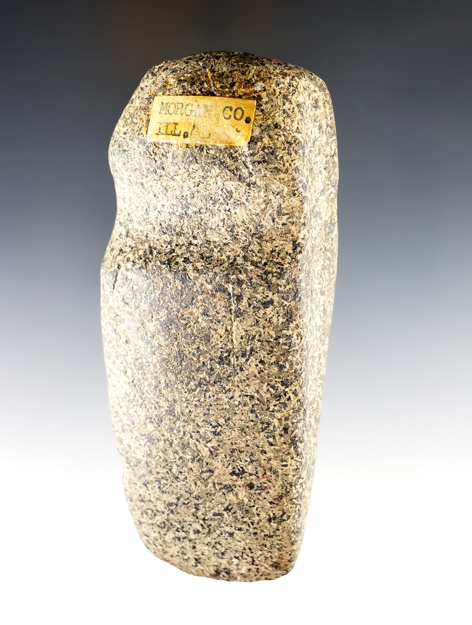 Rare 4 3/4" Half Groove Axe with flutes on the top and bottom. Found in Morgan Co., Illinois.