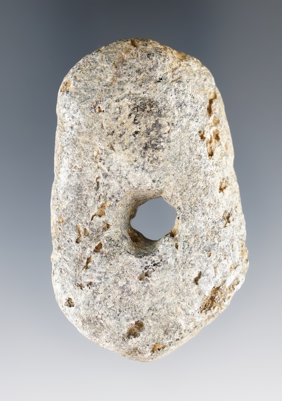 2 1/4" Drilled Steatite Pendant/Bead found in New York Co., Pennsylvania.
