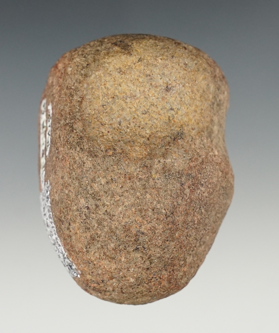 2 3/4" Classic style 3/4 Grooved Hammerstone found in Medina Co., Ohio.