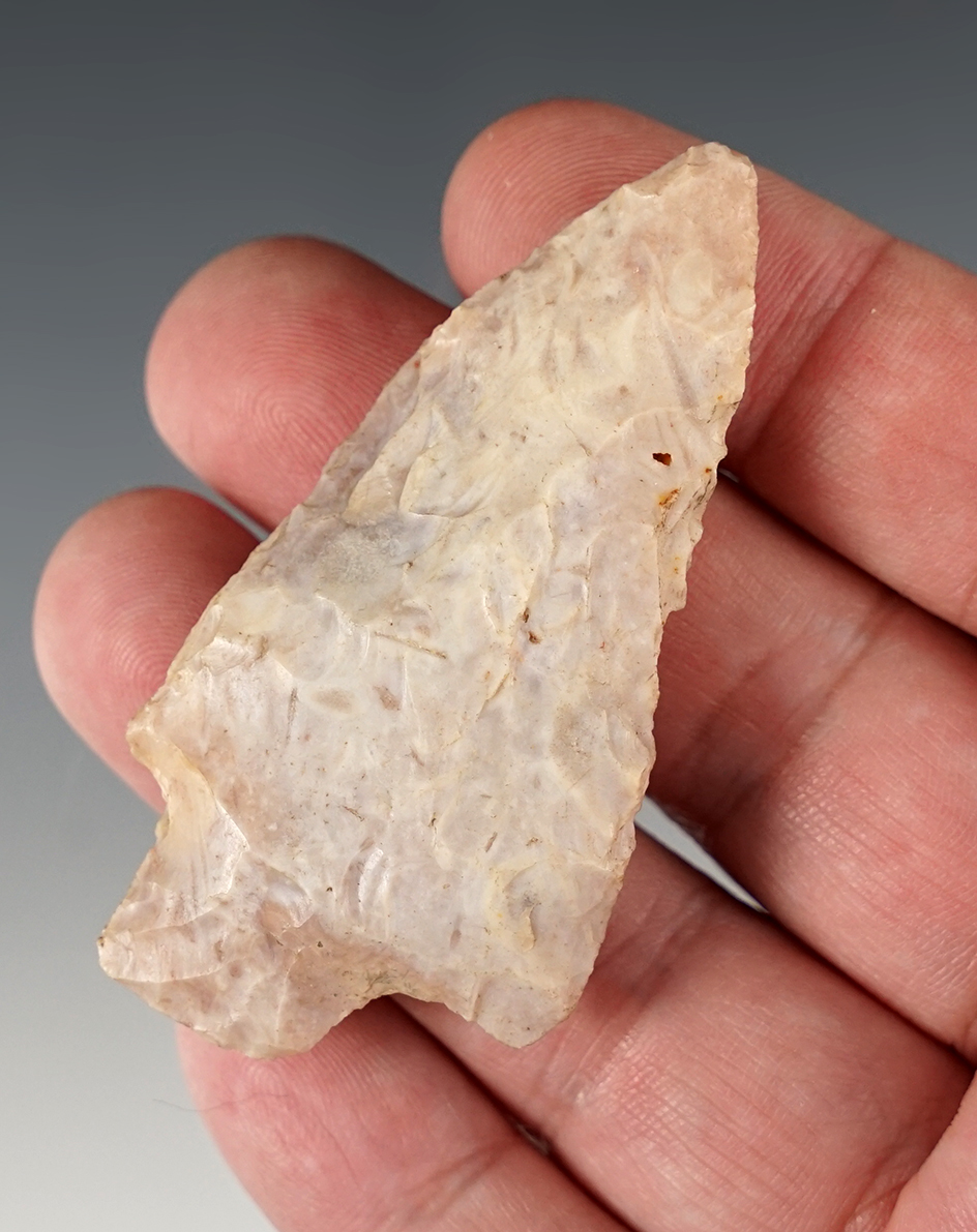 2 5/8" Stemmed Point found in Alachua Co., Florida. Made from a nice pink Flint.