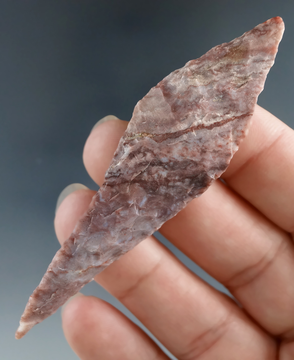 3 3/16" Alibates Flint Harahey Knife found in southern Kansas.