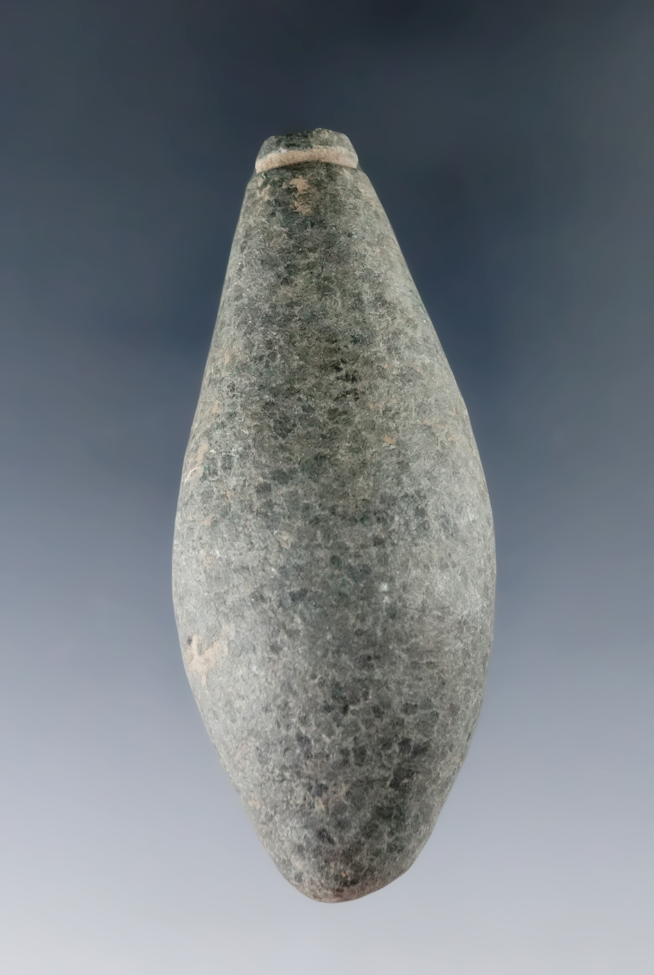 2 5/8" beautifully styled Hardstone Grooved Plummet in excellent condition found in Illinois.