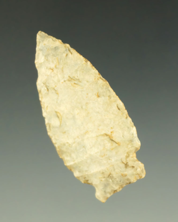 1 5/8" Hannah point - KRF - Montrail County North Dakota. Ex. Jeff Joseph collection.  Dickey COA.