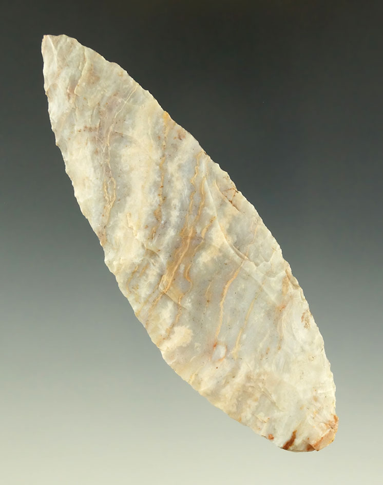 3 15/16" Alibates Flint Harahey Knife found in Colorado.