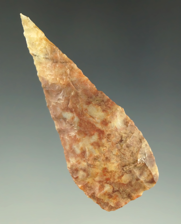 Beautiful beveling on this 2 9/16" Alibates Flint Knife found in Kansas.