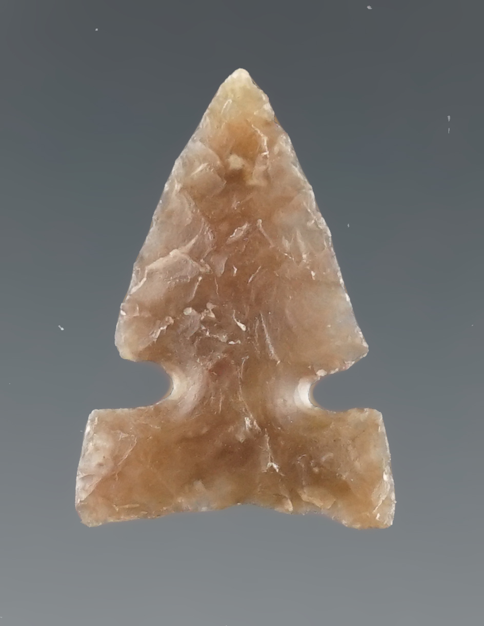 13/16" Sidenotch made from Knife River Flint found in North Dakota.