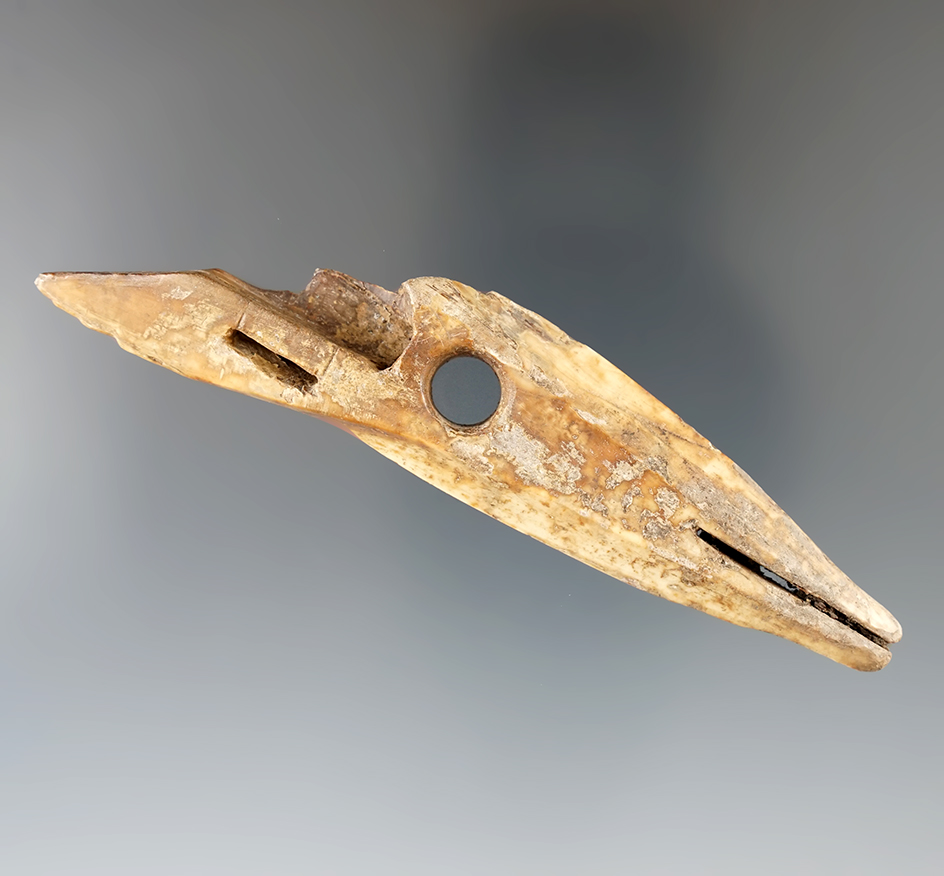 Large 4 1/4" ivory Inuit harpoon toggle found in Alaska.