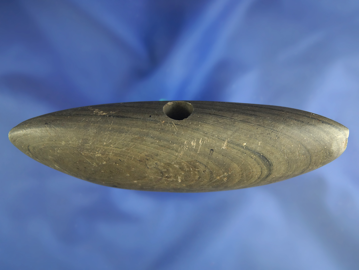 5 1/8" Pick Bannerstone found in Randolph Co.,  Indiana made from nicely banded glacial slate.