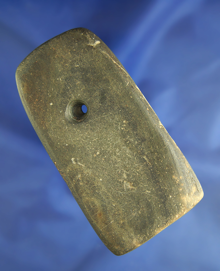 4" heavily patinated slate Pendant found in Ohio.