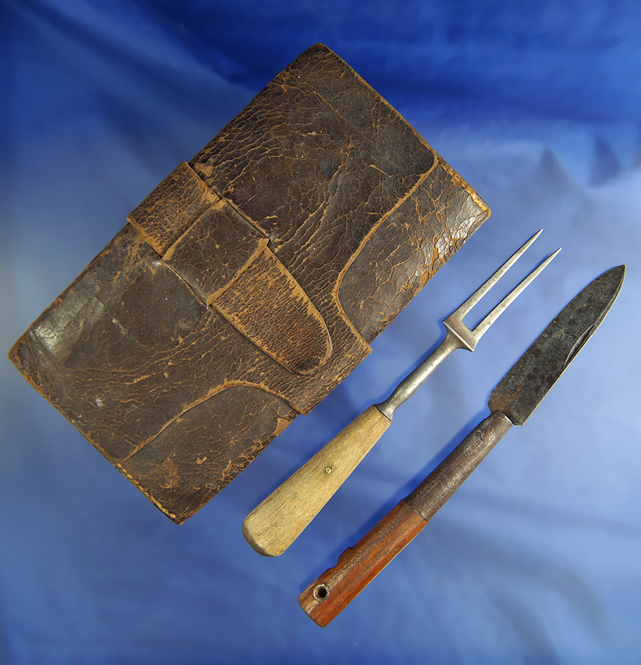 Set of unique artifacts from the 1700s. Includes a 6 inch long fork with a horn handle