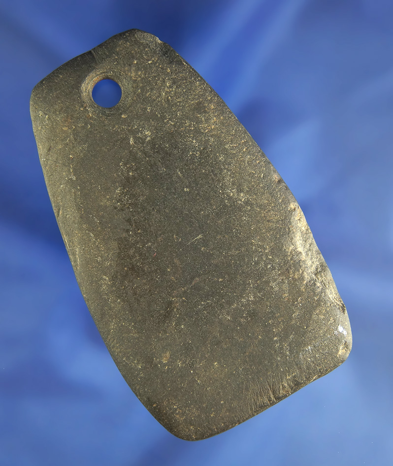 3 1/2" heavily patinated slate Pendant found in Clark Co.,  Illinois.