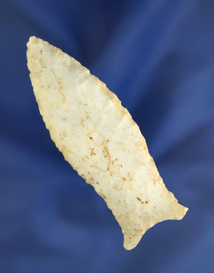 3 1/16" Burlington chert Paleo Beaver lake with nicely ground lower edges - Brown Co.,  Illinois.