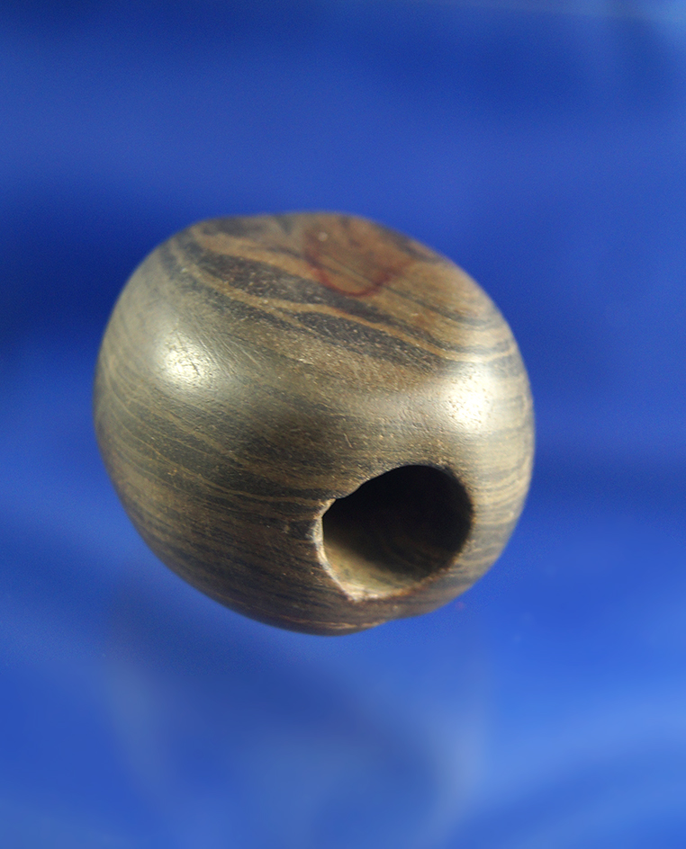 Rare style well patinated 1 3/4" Fluted Ball Banner in excellent condition - Delaware Co.,  Ohio.