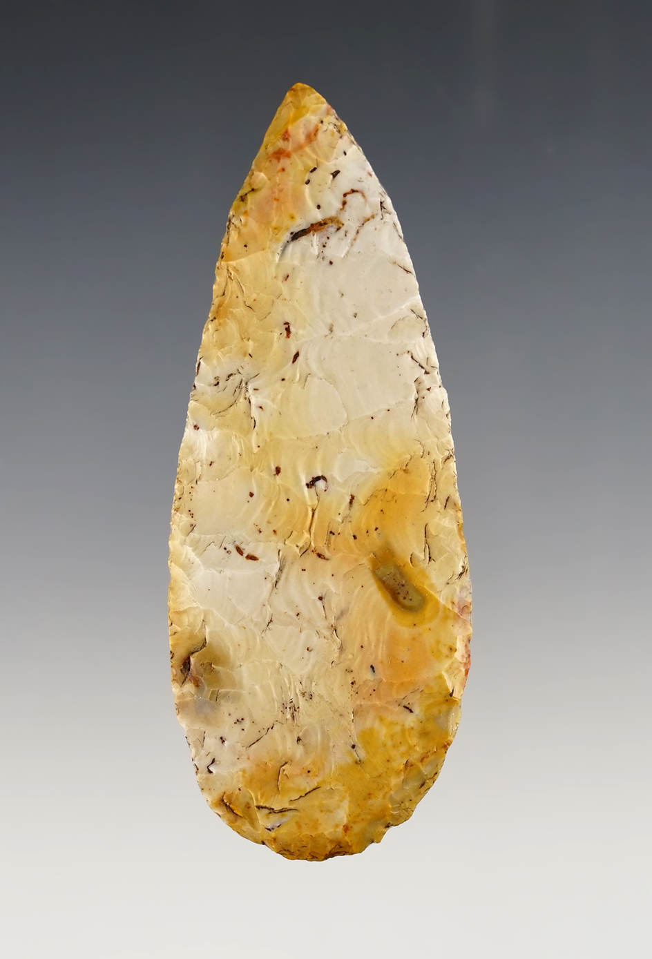 Beautiful Flint color on this heavily patinated 3 1/4" Blade with excellent flaking - Colorado.