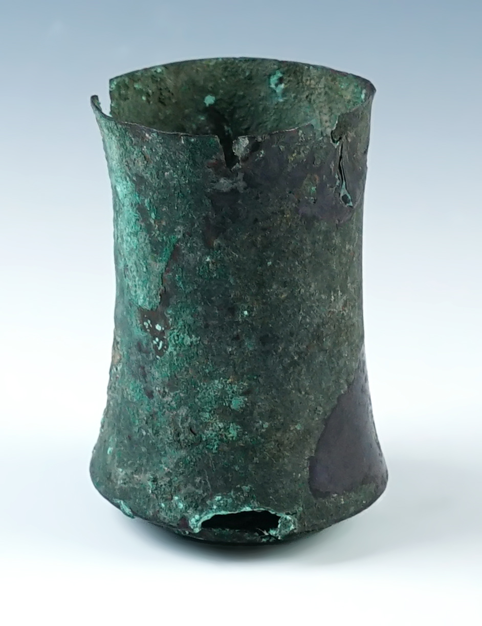 Inca Culture 3 1/2" tall x 2 9/16" wide copper cup recovered in Peru.