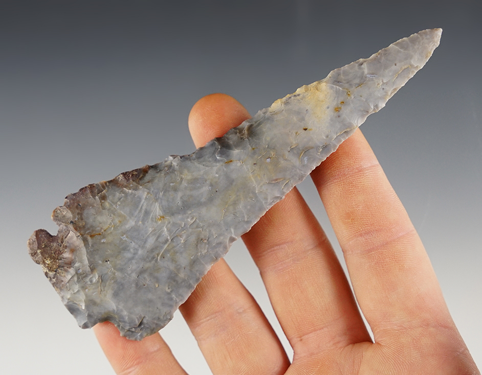 Large! 4 3/4" Sidenotch Plains Knife- nicely beveled. Found near the Colorado/Kansas border.
