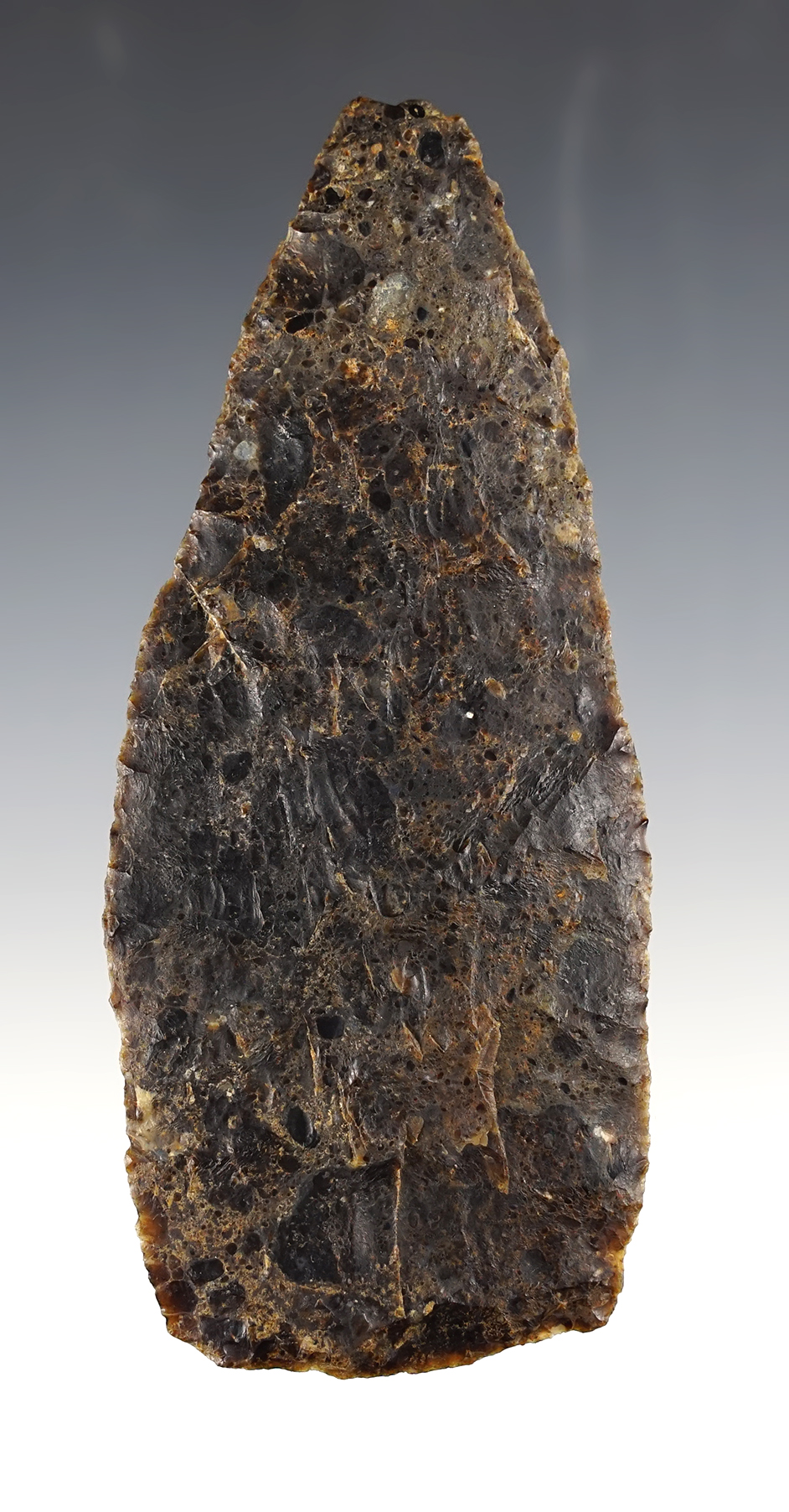 Large 4  7/15" nicely flaked and heavily patinated Blade found in Colorado.