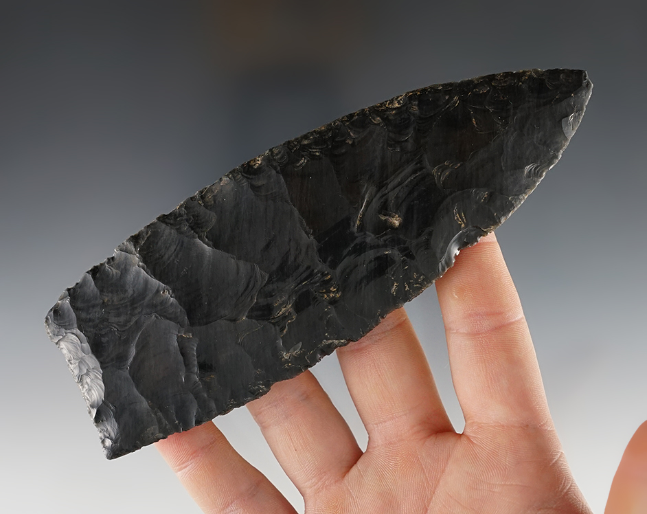 Sale highlight! Very large & nice! 5 7/8" Clovis Knife - Utah. Ex. Erspamer. Stermer, Jackson COA's. 