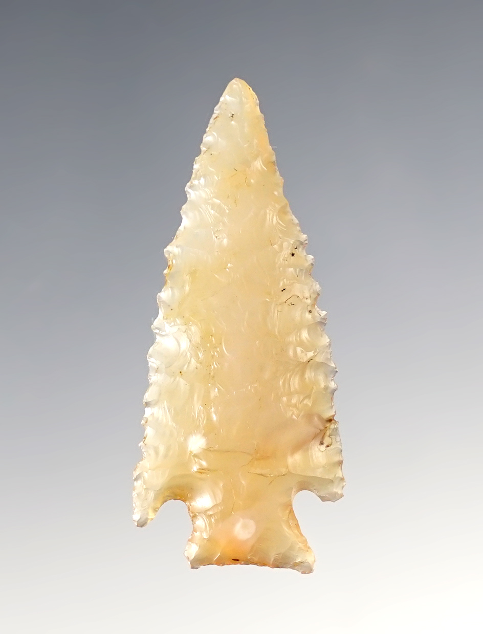 Exceptional style on this serrated 1 13/16" Cornernotch found in Colorado. 